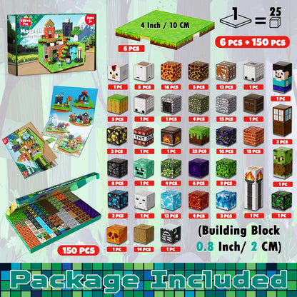 150PCS Magnetic Blocks with 6 Base Plate - Building Blocks Cubes for Kids Ages 4-8, STEM Magnet Building Toys Boys Girls, Christmas Birthday Gifts Preschool Educational Learning Toy for 3+ Years Old