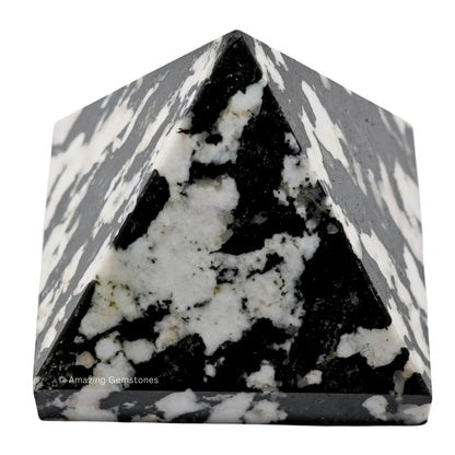 Amazing Gemstone Black and White Tourmaline Pyramid Crystal Healing Stones - 1" Great Pyramid Figurine of Natural Stone Pyramid for Meditation, Reiki, Chakra Balancing and Crystal Pyramids Grid