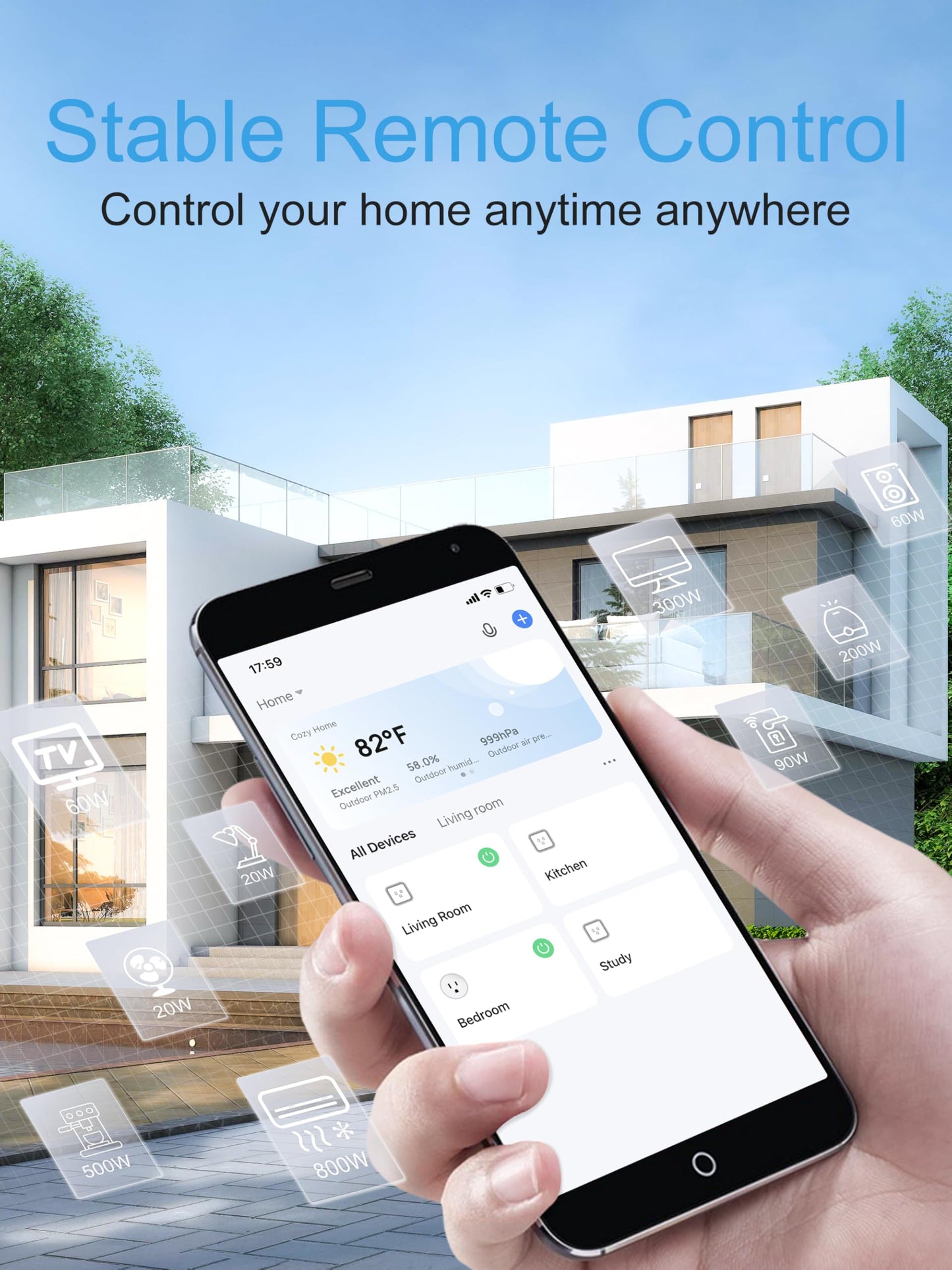 EIGHTREE Mini Smart Plug 5GHz & 2.4GHz Wi-Fi, Compatible with Alexa & Google Home & SmartThings, Remote Control, Timer, White, Type A/B Plug