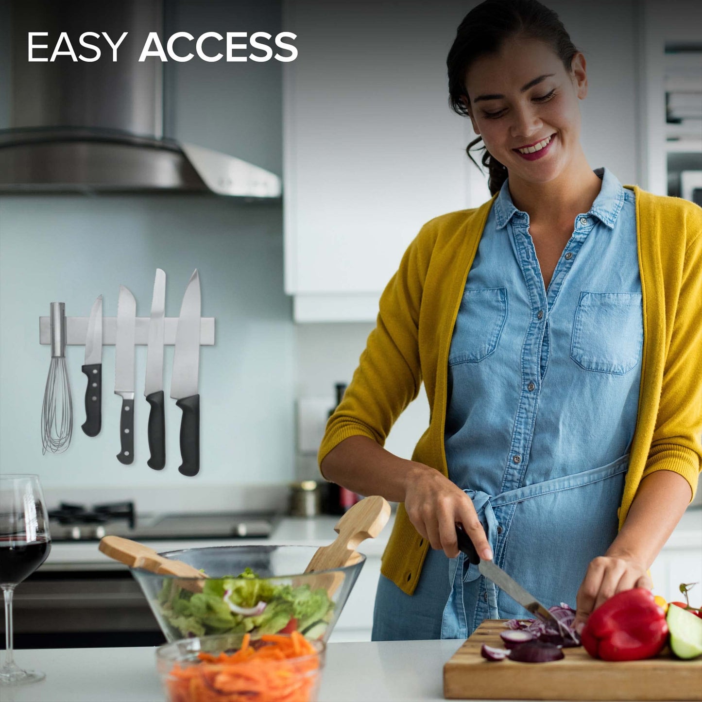 Modern Innovations 12 Inch Stainless Steel Magnetic Knife Bar with Multipurpose Use as Knife Holder, Knife Rack, Knife Strip, Kitchen Utensil Holder, Tool Holder, Art Supply Organizer, Home Organizer