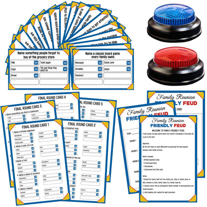 Xminc Family Feud Game for Adults and Kids with 2 Buzzers, Fun Trivia Quiz Card Game for Family Game Night, Holiday Gathering, Party & Team Building, Interactive Board Games for Group Activities