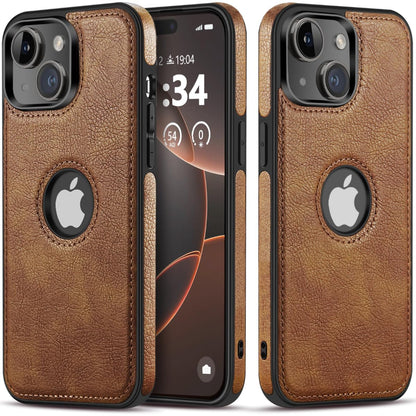Razstorm Unique Design Luxury Leather Business Phone Case for iPhone 13 Anti-Slip Scratch Resistant Ultra Slim Protective Case (2021,6.1”) (Brown)