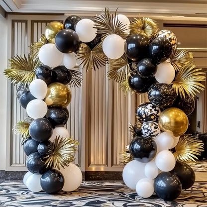 Black Balloons, 98PCS Double Stuffed Balloon Garland Arch Kit, 18/12/10/5 Inch Different Sizes for Birthday Anniversary Holiday New Year Halloween Ridder Party Decorations