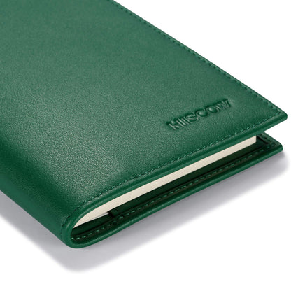 HISCOW Minimalist Checkbook Cover - Full Grain Leather (Premium Green)