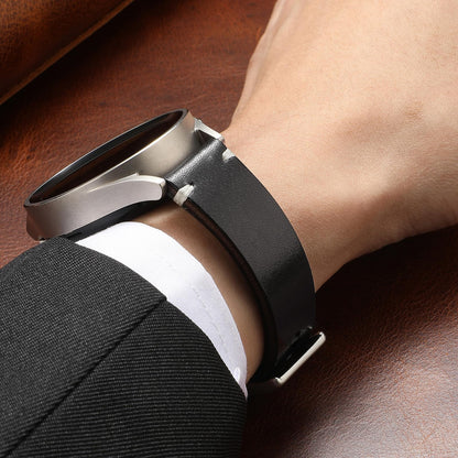 Berfine 20mm Leather Watch Band for Men Women, Vintage Handmade Quick Release Watch Strap Replacement, Thick Single layer, Black