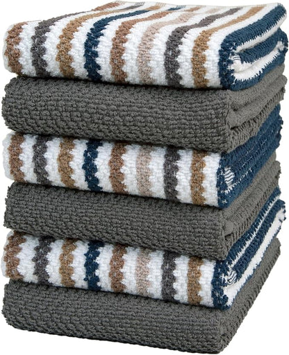 Premium Kitchen Towels | Large Cotton Kitchen Hand Towels | Popcorn Striped