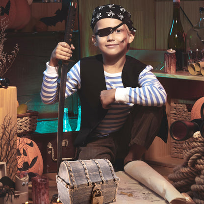 Lingway Toys Large Kids Pirate Treasure Chest Teacher's Favorite Treasures Collection Storage Box with 2 Sets of Locks and Keys Only(Vintage Bronze Coating,8.7"X6.3"X6.9")