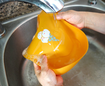 YMCF Products 2-Pack Waterproof Silicone Baby Bib Lightweight Comfortable Easy-Wipe Clean (Orange/Yellow, Small)