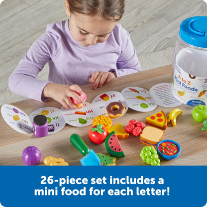 Learning Resources A to Z Mini Foods, Pretend Play Kitchen Accessories for Kids, Toddler Montessori, Fine Motor Skills, Gifts for Kids