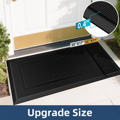 BEHERO Front Door Mat Outside Entrance, 36" x 17" Heavy Duty Rubber Outdoor Mats Enlarged for Entryway, Welcome Matt Outdoor, Dirt Trapping Waterproof