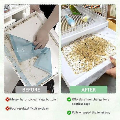 Tfwadmx 20 PCS Disposable Bird Cage Liner Bags 34'' x 22'' Plastic Parakeet Cage Tray Liners Oversized Plastic Tray Covers for Birdcage Parrots Cockatiels