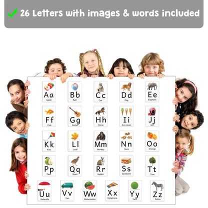 Attractivia Magnetic Big Alphabet ABC Picture Flash Cards. 26 Sturdy Large Letters with First Words for Toddlers, Preschool and Kindergarten