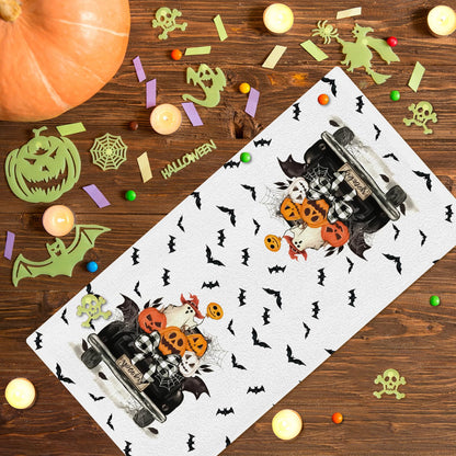 Zeptrix Kitchen Towels Halloween Kitchen Towels Funny Hand Towel for Bathroom Halloween Bathroom Decortions Pumpkin 4 Pcs Bat Ghost Truck Dish Cloths Gift for Home Wall Decor 16x24 Inch(White Black)