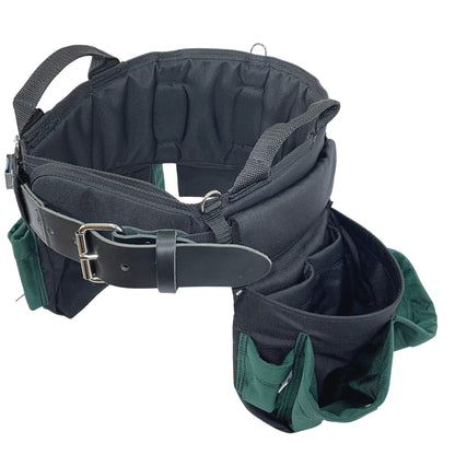 BOULDER BAG Professional Electrician's MAX Combo with Comfort Back Support Tool Belt, Leather Belt Buckle, Heavy Duty Work Belt, Green, (Medium 28-32 Inch Waist), Made in USA