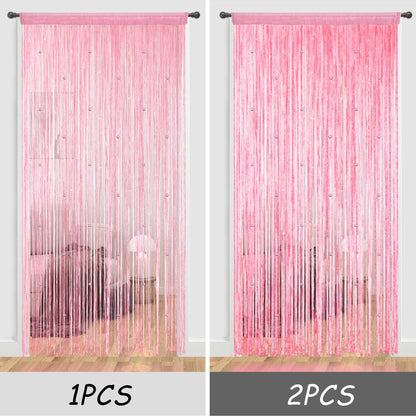 YIIBAII Beaded Curtain Beaded Curtains for Doorways Weave Suitable for Interior Decoration and Partitions Hippy Closet Curtains (Pink, 35"x79")