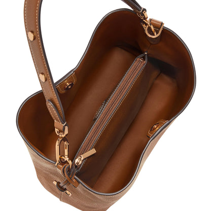 Fossil Women's Jessie Leather Bucket Shoulder Bag Purse Handbag, Purse for Women, Medium Brown
