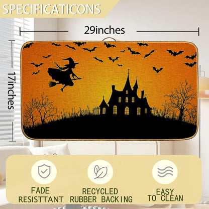 SHGAIL Halloween Welcome Door Mat, Non-Slip Front Doormat for Indoor, Low Profile Entrance Rug 30x17 Inch, Summer Home Gift