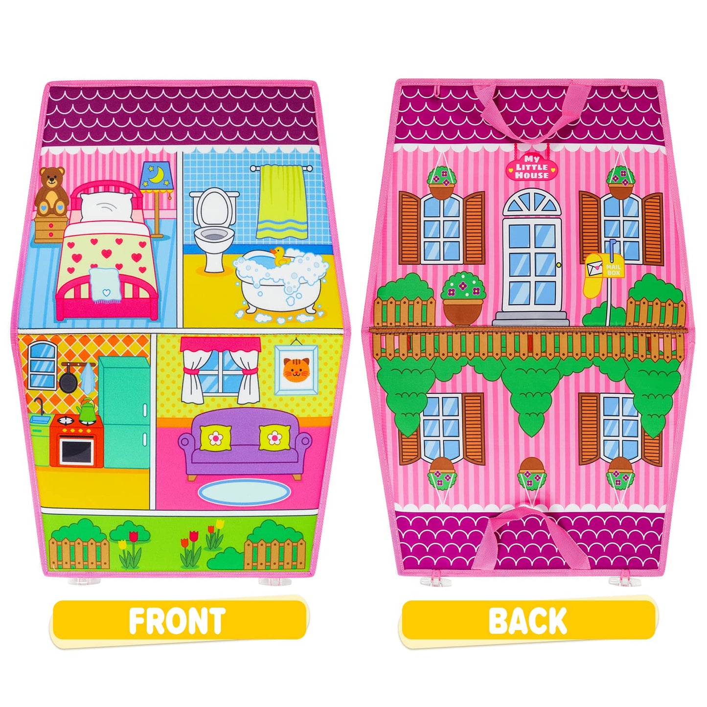 OKOOKO Dress Up House Felt Board 35PCS Double-Sided Foldable Dress Up Teaching Girls Toy Preschool Crafts Storytelling Early Learning Interactive Play Kit for Toddlers Kids
