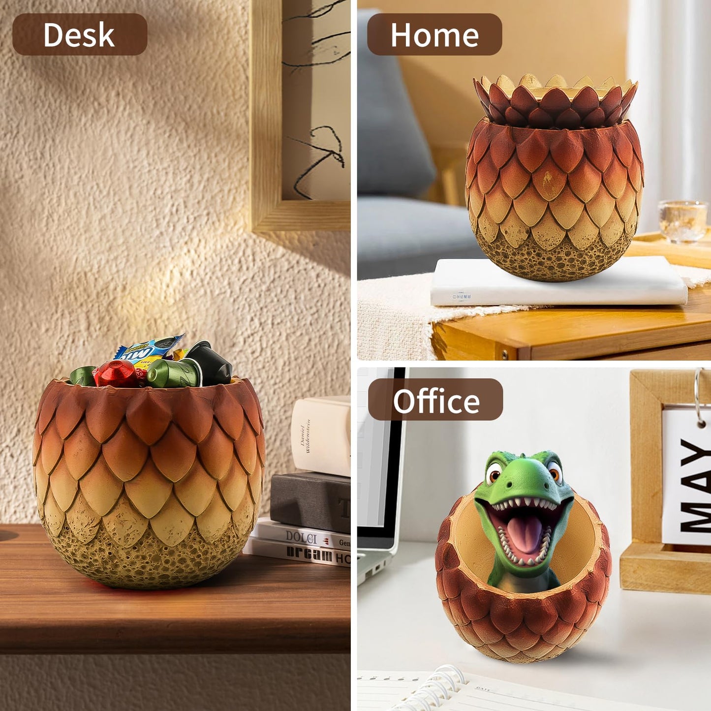 ehuoyan Large Halloween Candy Bowl Extra Large Dragon Egg Dish for Keys and Decorations Indoor Halloween Decor Red