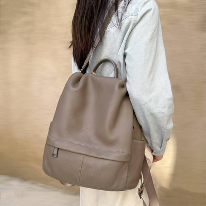 Wesccimo Genuine Leather Backpack Purse For Women Antitheft Real Soft Rucksack Fashion Designer Convertible Ladies Shoulder Bag Grey
