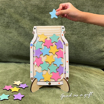 Magnetic Reward Jar for Kids, Classroom Reward System, Star Reward Jar, Incentive Good Behavior Responsibility Chart, Potty Training Rewards, Behavior jar for Boys Girls (Star)