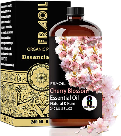 Cherry Blossom Essential Oil, Cherry Blossom Oil 8 Fl Oz 240ML for Diffuser Humidifier Yoga Cleaning DIY Candle Soap Making Perfume Gift for Women FRAOIL (Cherry Blossom 8 Fl Oz (Pack of 1))