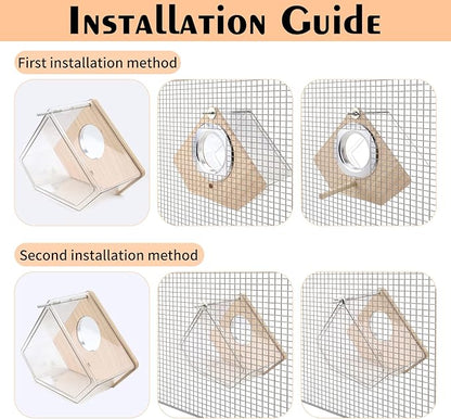 Parakeet Nesting Box for Cage, High-Transparent Parakeet Nest, Bird House Cage Accessories with Wood Perch, Breeding Box Acrylic Bird Nest for Parrots, Cockatiels, Lovebirds, Canaries