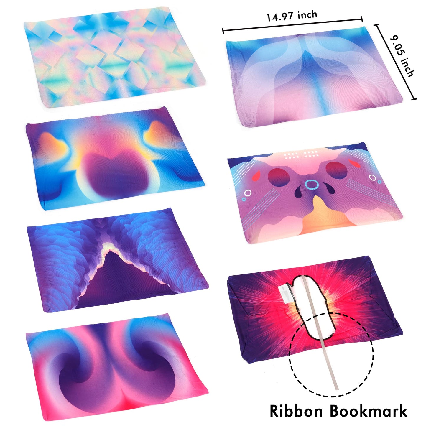 Feela 7 Pack Neon Pattern Jumbo Fabric Book Covers, Washable Durable Reusable Nylon, Stretchable for Hardcover Textbooks & Notebooks up to 9'x11'