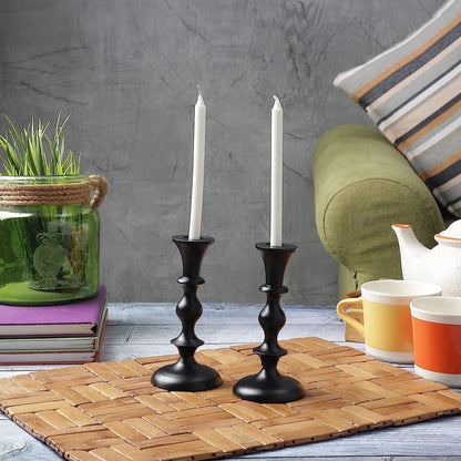 Black Candle Holders Set of 2 Decorative Centerpiece Table Candlesticks Holders for Taper Candles Home Decor Easter Candle Holders for Dinner Party Wedding Decorations