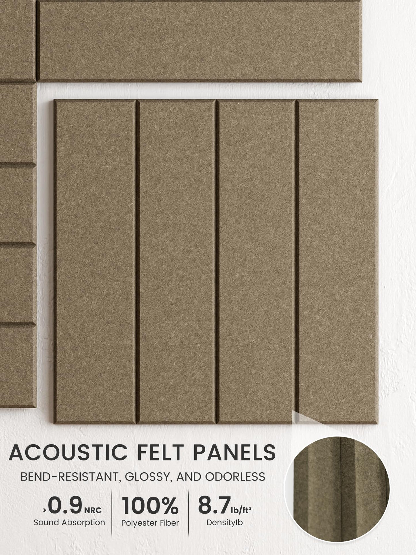 Bumusty Large Cork Board Alternative-48 x 36" Felt Bulletin Board Tiles, with 30 Pushpins, 70 Adhesive Tabs, Bold-Stripe 12-Pack, Cork Boards for Office Push Pin Board Felt Board-Earth Brown