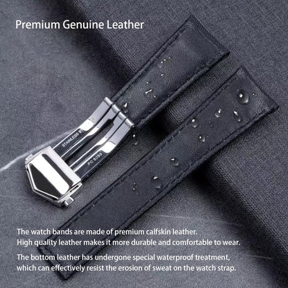 Nizonlaie Nylon Leather Watch Band Quick Release Waterproof Oxford Fiber Nylon Genuine Leather Deployant Watch Band Strap Nylon Leather Universal Replacement Bracelet Strap 20mm 22mm for Men Women