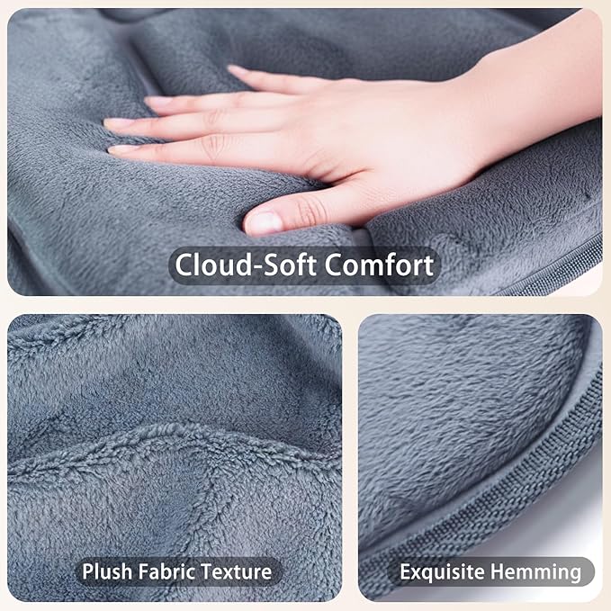 Back Massager with Heat, Full Body Massage Pad with Pillow Neck Support, Soft Plush Fabric Cover, Chair Massager with 3D Lumbar Truction and 8 Vibration Motors, Gifts for Dad Mom, Home Office Use
