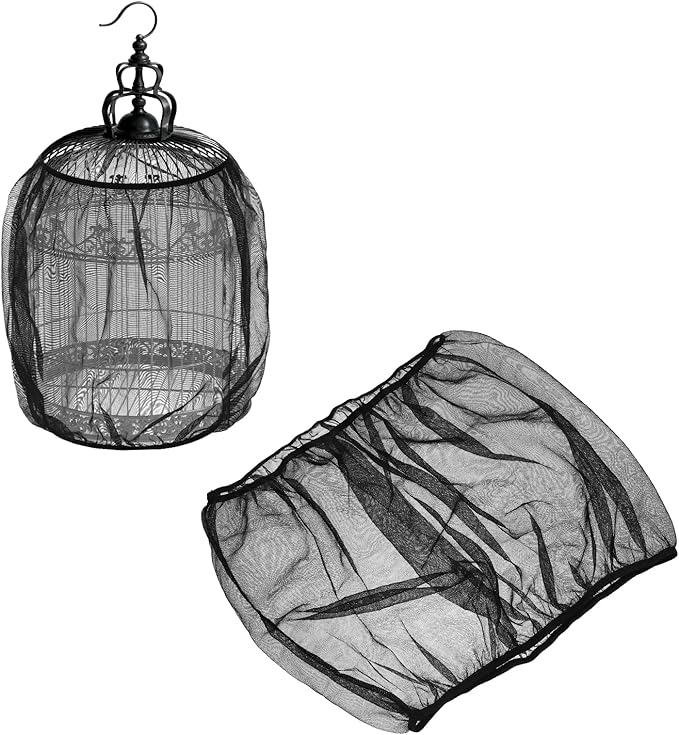Bird Cage Seed Catcher, Bird Cage Net Cover Seeds Guard, Universal Birdcage Accessories, Black, Circumference 31.5"-43.3", Height 13.8" for Parrot Cockatiel Enclosures