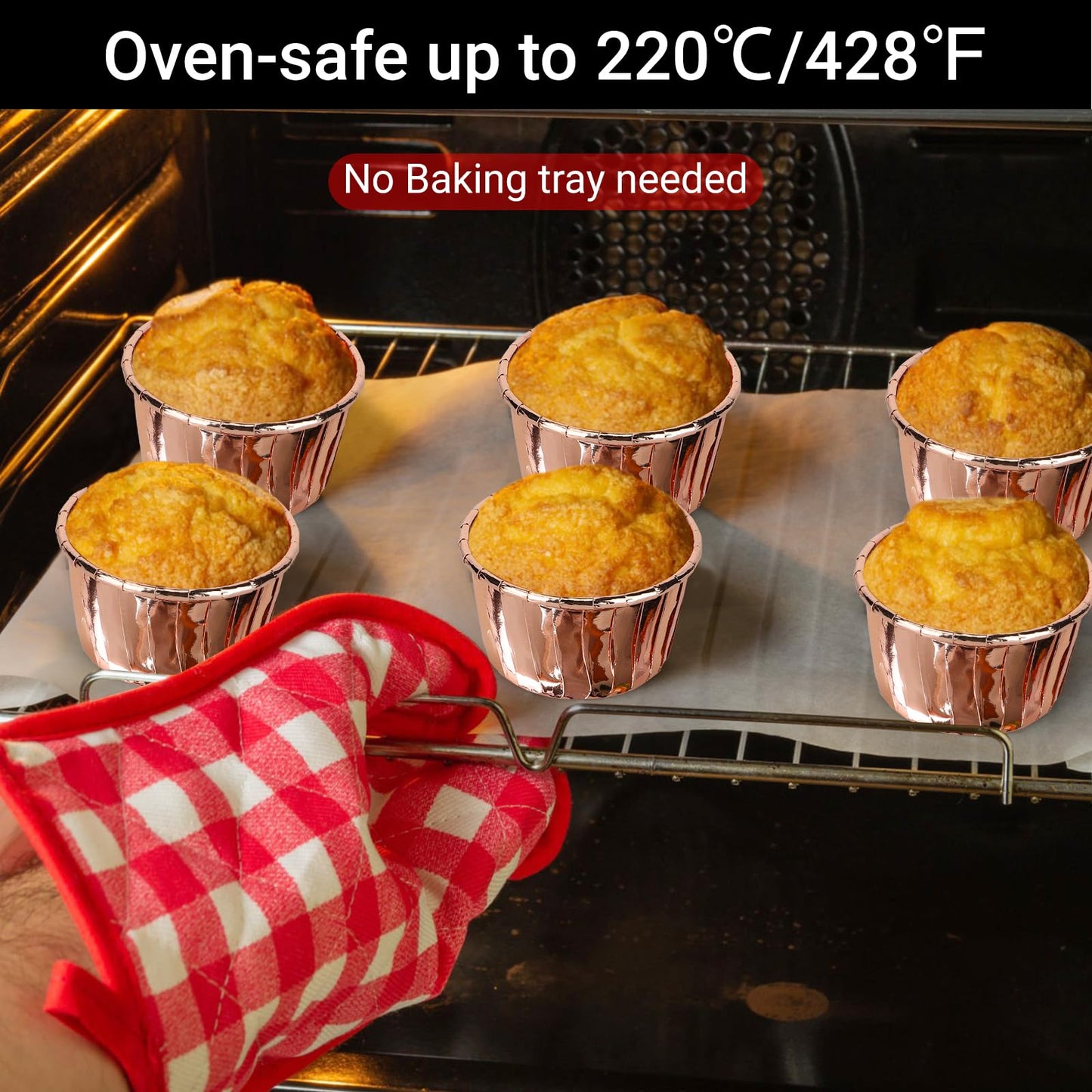 EUSOAR Foil Ramekins Disposable, 3.5oz 100pcs Mini Muffin Liners and 60Packs 5oz Baking Cups, Brownie Desserts Muffin Liners Cupcakes Ramekins Tin Holders Containers