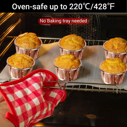 EUSOAR Foil Ramekins Disposable, 3.5oz 100pcs Mini Muffin Liners and 60Packs 5oz Baking Cups, Brownie Desserts Muffin Liners Cupcakes Ramekins Tin Holders Containers