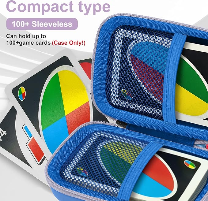 Leayjeen Cards Case Compatible with Skip BO/UNO/Pokemon/Phase 10 Card Game,Fits Up to 108 Cards,Carrying Storage Bag for Travel-Blue(Case Only)