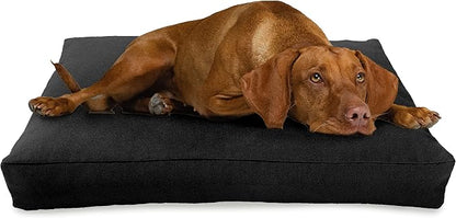 Medium - 36 x 24 x 5 - Black Premium Org Hemp Dog Bed - CertiPUR Fill - Removeable Cover