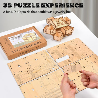 3D Wooden Puzzles for Adults - Mechanical Dragon Treasure Chest Model Kit, DIY Engineering Project, Unique Gift for Women, Collectible Art and Home Display