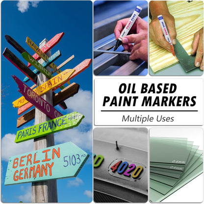 Silver Paint Markers, 8 Pack Oil-Based Waterproof Quick Dry Permanent Paint Pen Set for Rocks Painting, Wood, Fabric, Plastic, Canvas, Glass, Mugs, Metal, Tire, Stone, DIY Craft, Grey, Gray