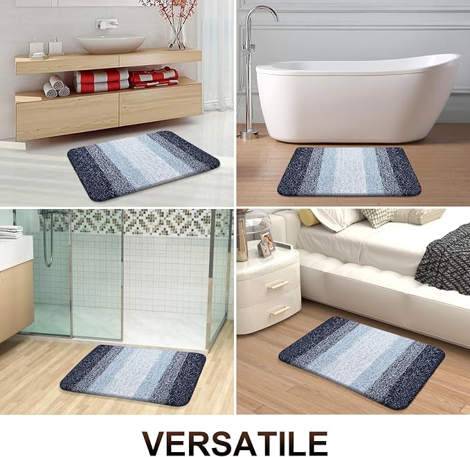 OLANLY Large Bathroom Rugs Mat 45x27, Extra Soft Absorbent Microfiber Bath Rugs, Rubber Backing, Quick Dry, Washable Bath Mats for Bathroom Floor, Tub and Shower, Home Decor Accessories, Navy Blue