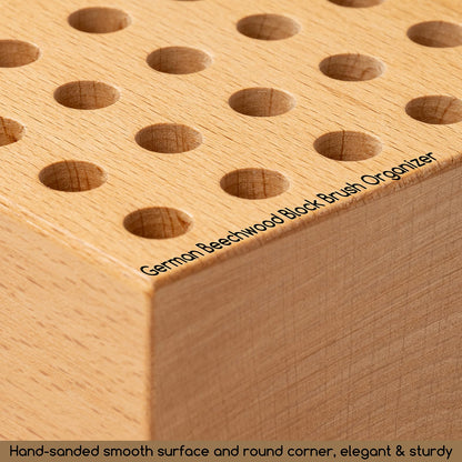 MEEDEN Beechwood Pencil and Brush Holder: 36 Holes Paint Brush Storage Organizer & Holder Rack - Wooden Block Pencil Holder for Paintbrushes, Pens and Art Tools - Paint Brush Holder Display Stand