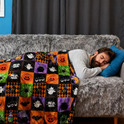 Halloween Throw Blanket Reversible, Cute Blanket Halloween 50"x70" for Couch, Bed, Sofa - Soft Plush Fleece Cartoon Pumpkin Print Decor Gifts (Style B)