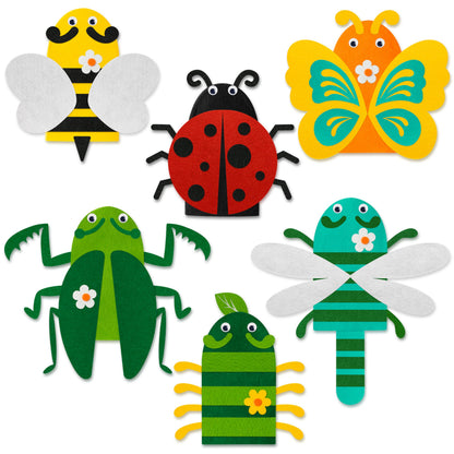 WATINC 6Pcs Hand Puppet Making Kit, Art Craft Felt Sock Puppet Toys, Creative DIY Make Your Own Pompoms Wiggle Googly Eyes Storytelling Role Play Party Supplies Gift for Girls Boys (Insect)