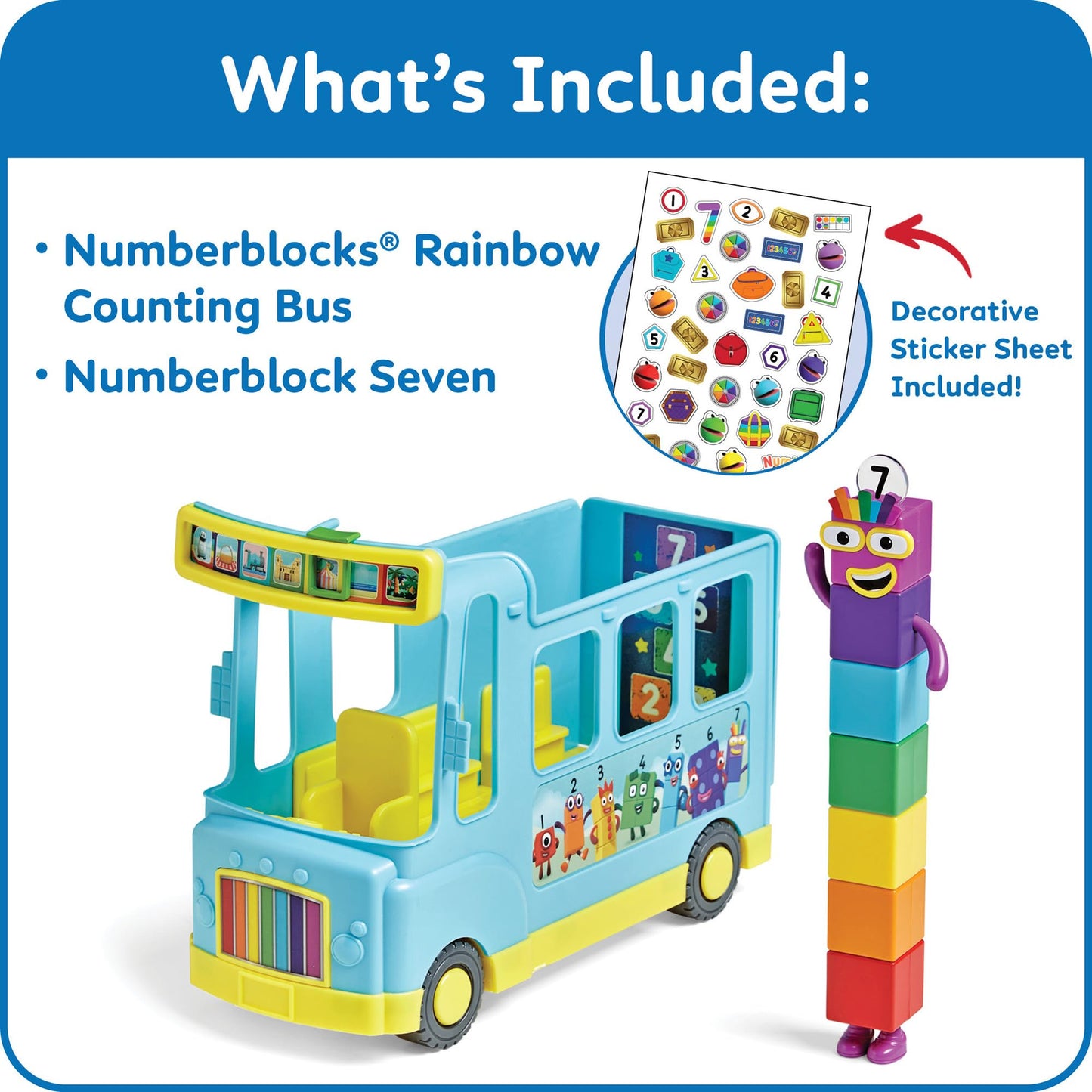 hand2mind Numberblocks Rainbow Counting Bus, Music Toys for Kids Ages 3-5, Toddler Musical Number Toys, Play Figure Playsets, Preschool Learning Toys, Birthday Gifts for Kids