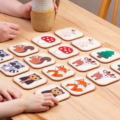 Felt Matching Game for Ages 2–4 – Soft and Safe for Ages 1+ – Montessori Memory Game – Sensory Flash Cards – Best Educational Gift for Ages 1–3 - Woodland Animal Theme