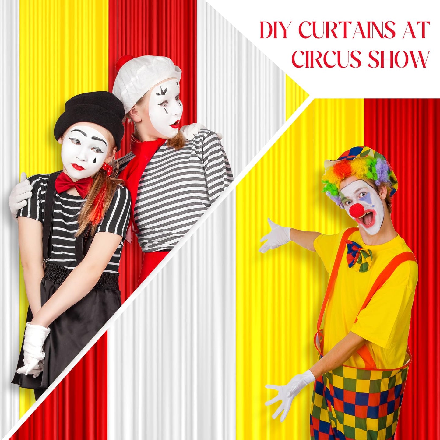 Blulu 3 Rolls 100' x 40'' Plastic Tablecloths Carnival Theme Party Decorations DIY Circus Tent Halloween Carnival Supplies for Circus Clown Party Ceiling Backdrop Curtains Decor(Red Yellow White)