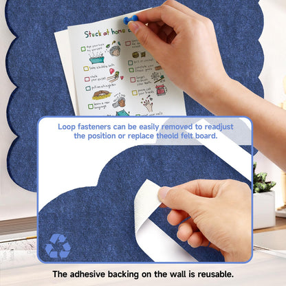 Felt Bulletin Board 24" x 18" Cork Board Alternative,Decorative Felt Pin Board Foldable Cork Boards for Walls Self-Adhesive Cork Board for Home Office Classroom Pin Board (Dark Blue)