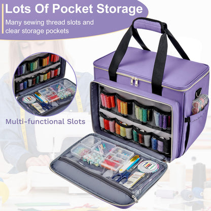 Anitor Sewing Machine Carrying Case with Removable Bottom Padding, Sewing Machine Bag Fits Most Standard Sewing Machines and Storage Sewing Accessories, for Singer, Brother, Janome, Purple，(Bag Only)