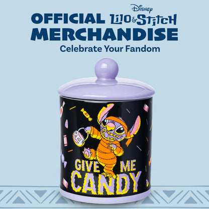 Silver Buffalo Disney Lilo and Stitch Halloween Mummy Give Me Candy Ceramic Cookie Snack Jar (Large)