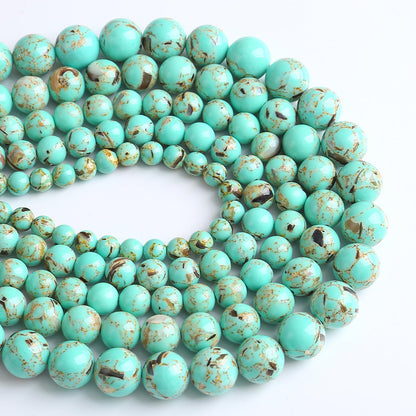 6MM 60PCS Peacock Blue Shell Turquoise Spacer Loose Beads for Jewelry Making DIY Bracelet Necklace